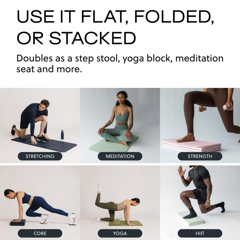 Stakt â€“ Foldable Multi-Purpose Fitness & Yoga Mat with Patented Design, Workout Mat with Non-Slip Surface, Portable & Lightweight, For Studio or Home Use, As Seen on Shark Tank (Rosewater) - Image 5