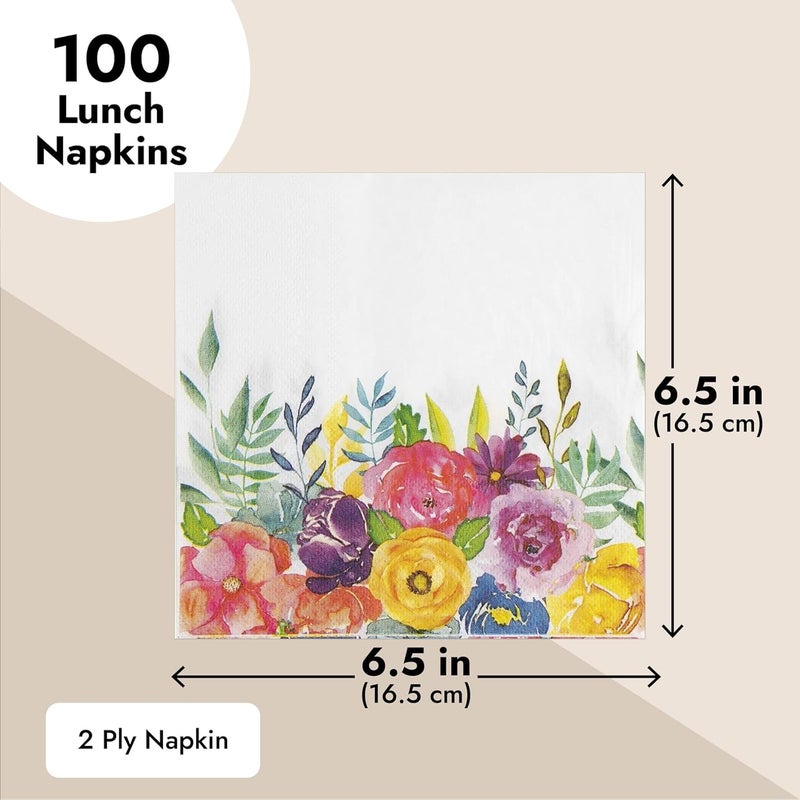 Juvale 100 عبوة من مناديل الورق الزهرية القديمة 65 بوصة مناديل كوكتيل قابلة للتصرف لحفلات الزفاف في الحدائق وحفلات الربيع وأعياد الميلاد وحفلات الشاي - Image 4