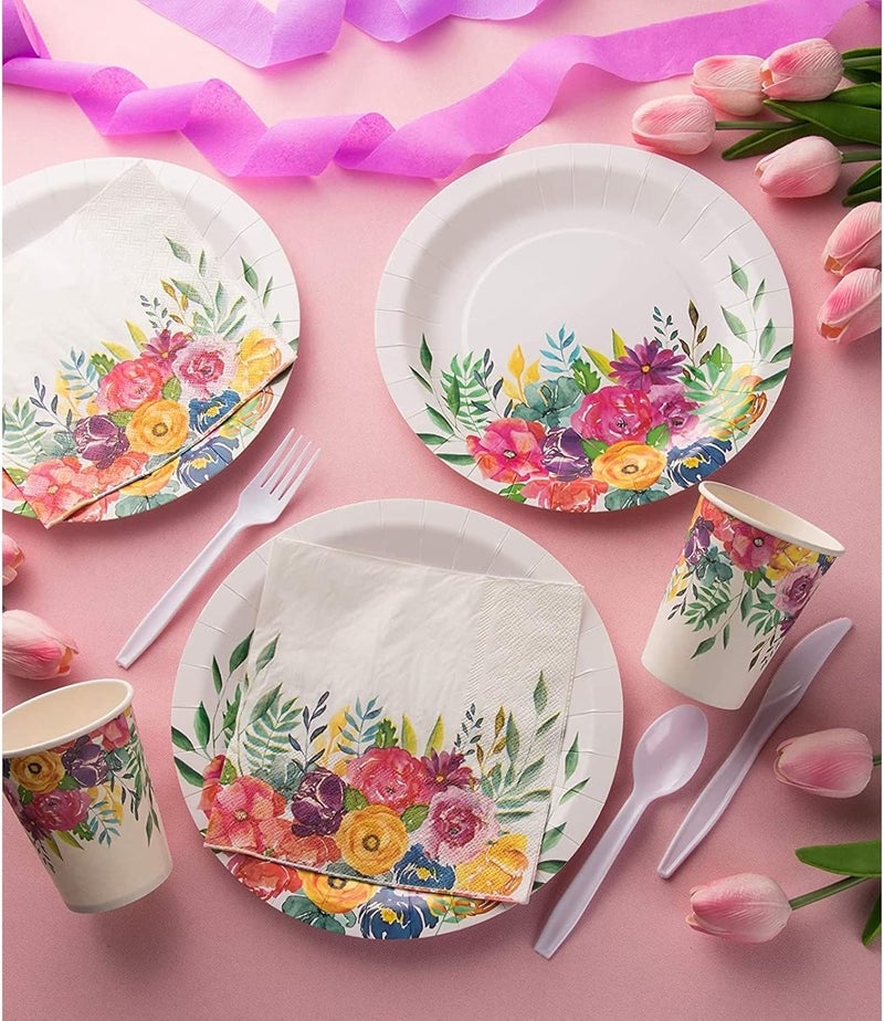 Juvale 100 عبوة من مناديل الورق الزهرية القديمة 65 بوصة مناديل كوكتيل قابلة للتصرف لحفلات الزفاف في الحدائق وحفلات الربيع وأعياد الميلاد وحفلات الشاي - Image 2