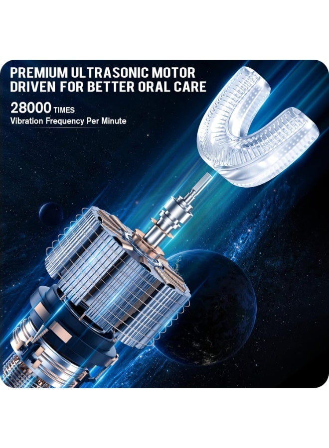 ريبنيو فرشاة أسنان كهربائية للأطفال على شكل حرف U تعمل بالموجات فوق الصوتية من ريكس كودار، مقاومة للماء بمعيار IPX7، خمسة أوضاع تنظيف، تذكير ذكي لمدة 60 ثانية (أزرق، للأعمار من 6 إلى 12 سنة) - Image 5