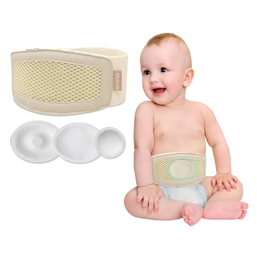Mybow Umbilical Hernia Belt Baby, Infant Belly Button Band, Umbilical Cord Cover for Newborn Abdominal Binder, Hernia Support Truss, Belly Button Shaper, Adjustable Navel Band with 3 Compression Pad - Image 1