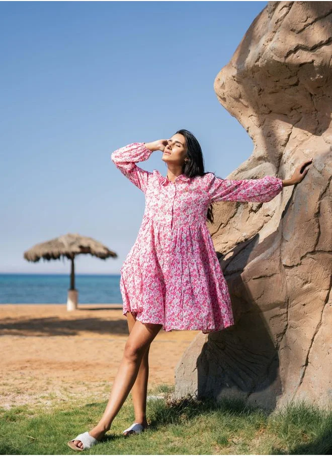 سانسكريتي هومز Sanskrutihomes Floral Printed Cotton Knee-Length Dress