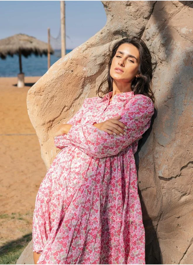 سانسكريتي هومز Sanskrutihomes Floral Printed Cotton Knee-Length Dress