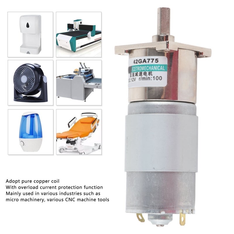 XD DC Gear Motor Low Speed 12V with Metal Gearbox Quiet - High Torque Brushless Motor with Overcurrent Protection for Robotics and Automation - Image 1