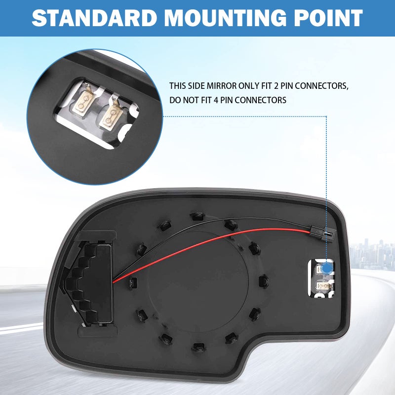 Yikesai Exterior Passenger Side Heated Mirror Glass Replacement for 2003-2007 Cadillac Escalade, Chevrolet Avalanche, Silverado, Suburban, Tahoe, GMC Sierra, Yukon - Side View Convex Mirror with Turn Signal - Image 3
