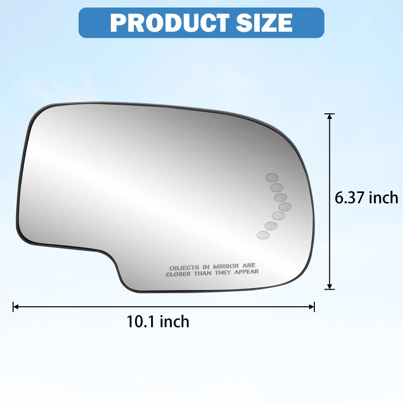 Yikesai Exterior Passenger Side Heated Mirror Glass Replacement for 2003-2007 Cadillac Escalade, Chevrolet Avalanche, Silverado, Suburban, Tahoe, GMC Sierra, Yukon - Side View Convex Mirror with Turn Signal - Image 5
