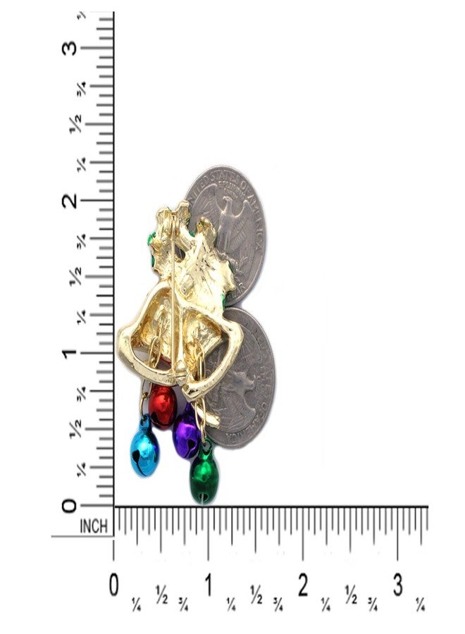 cocojewelry Christmas Bells Colorful Jingle Bells Poinsettia Pin Brooch Holiday Jewelry (Bell Gold-Tone) - Image 2