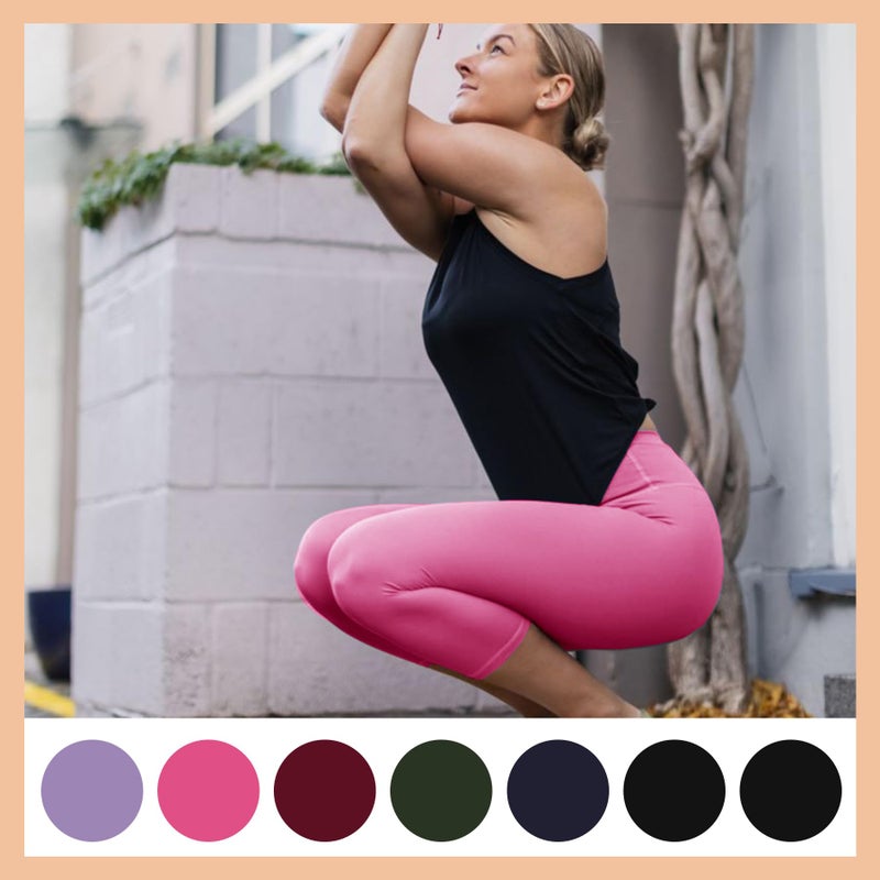 TNNZEET 7 Pack Capri Leggings for Women - High Waisted Tummy Control Yoga Pants for Workout Gym Black Navy Blue Olive Wine Red Pink Light Purple - Image 2