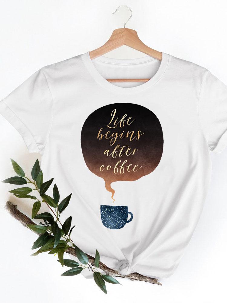 Yamagulia creative personality pattern round neck printed white T-shirt short sleeve women's wish/ - Image 1
