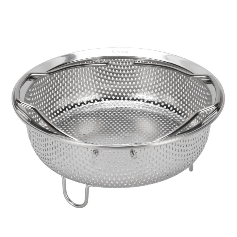 Steam Basket 22cm SUS304 Stainless Steel Foldable Handle - Raised Feet Optimal Steam Flow Multifunctional Colander for Home Kitchen Couples Small Spaces Oven Dishwasher Safe - Image 4