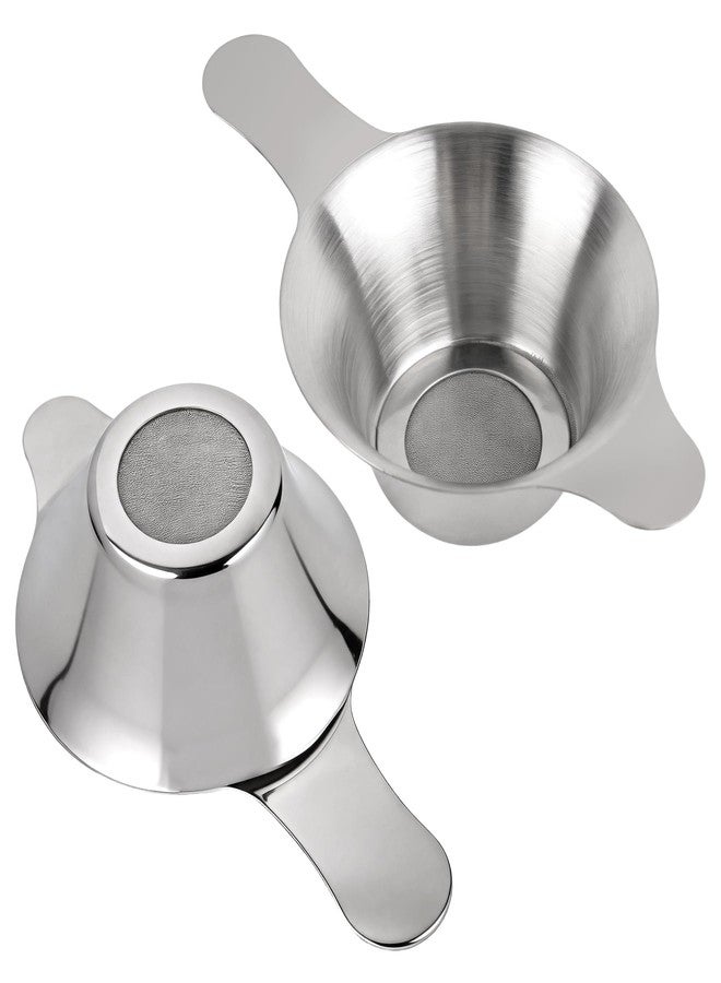 AUEAR, 2 Pack Different Size Stainless Steel Mini Strainer Fine Mesh Tea Funnel Coffee Filter with Double Handles - Image 1