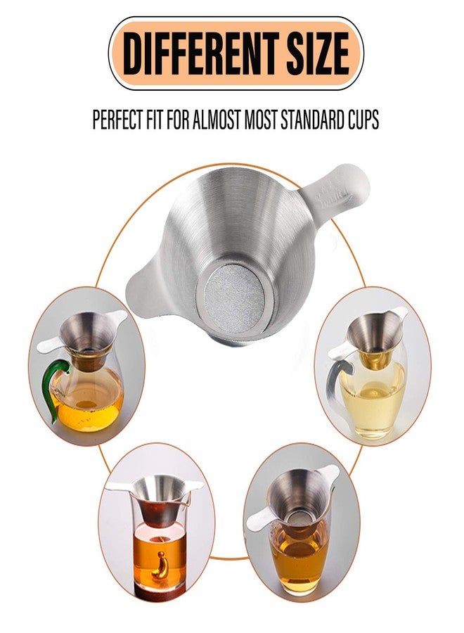 AUEAR, 2 Pack Different Size Stainless Steel Mini Strainer Fine Mesh Tea Funnel Coffee Filter with Double Handles - Image 3