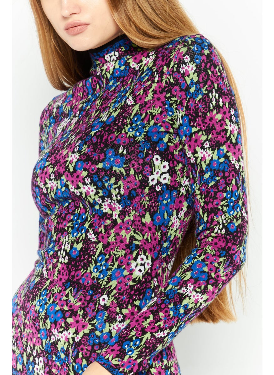 HUGO BOSS Women Floral Print Mini Dress, Purple Combo  - Image 3