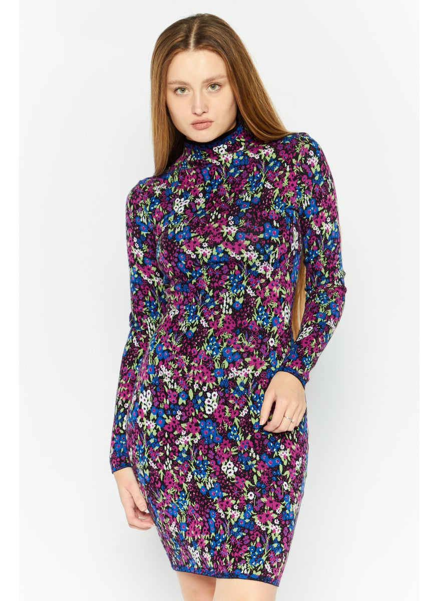 HUGO BOSS Women Floral Print Mini Dress, Purple Combo  - Image 1