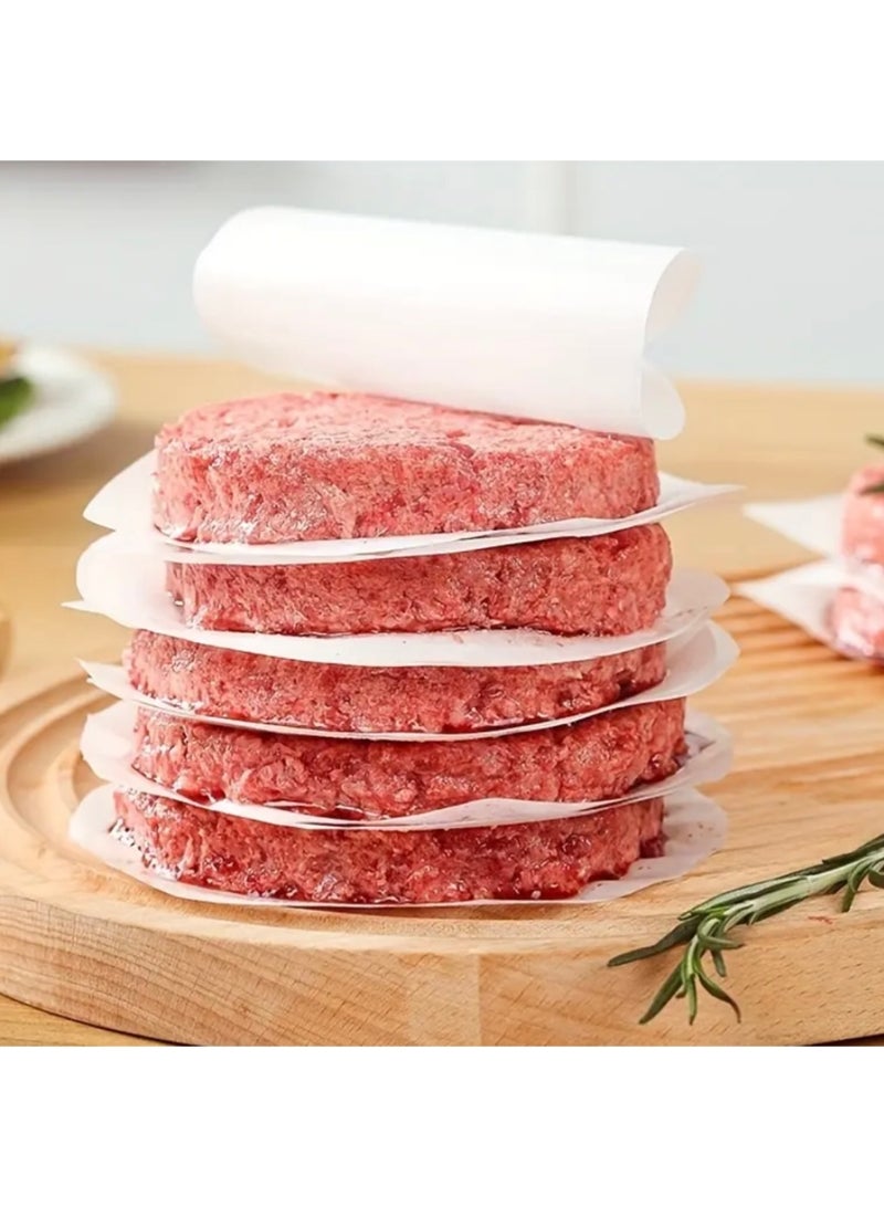 كلين ويف 100 قطعة من ورق فطائر البرجر المستدير – صفائح شمع رق غير لاصقة مقاس 11 سم، فاصل فطائر صالح للطعام للتجميد والشواء والشواء – مثالي للحوم البقر والديك الرومي والبرغر النباتي والمزيد - Image 1