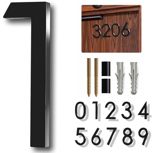 HFKPJRT Floating Shadow House Number for Outside - Large 5 Inch Modern House Numbers with Nail Kit Black Acrylic Outdoor Address Sign for Home Garden Door Mailbox Decor, 911 Visibility Signage (1) - Image 1