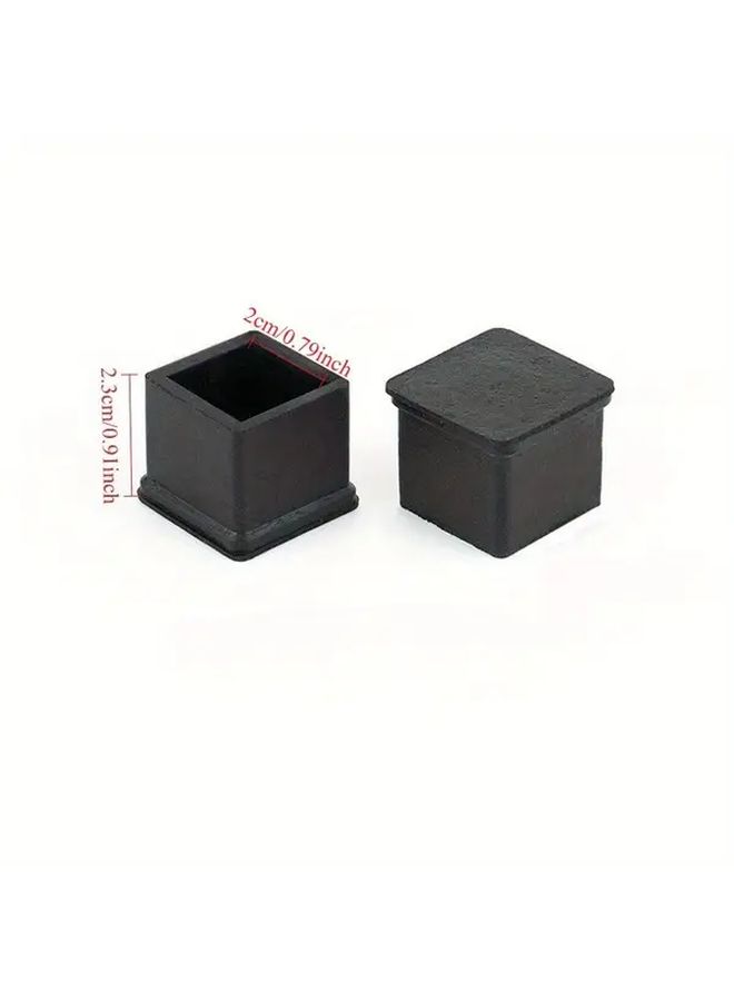4 Pcs 30mm Black Chair Leg Caps Square Foot Rubber Furniture Floor Protectors Nonslip Grip Feet Pads - Image 2