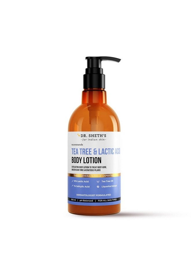 Dr. Sheth's Dr. Sheth's Tea Tree & Lactic Acid Body Lotion- 300 ml | Treats Body Acne | Moisturizes and Light Weight | Exfoliating and Non Sticky - Image 1