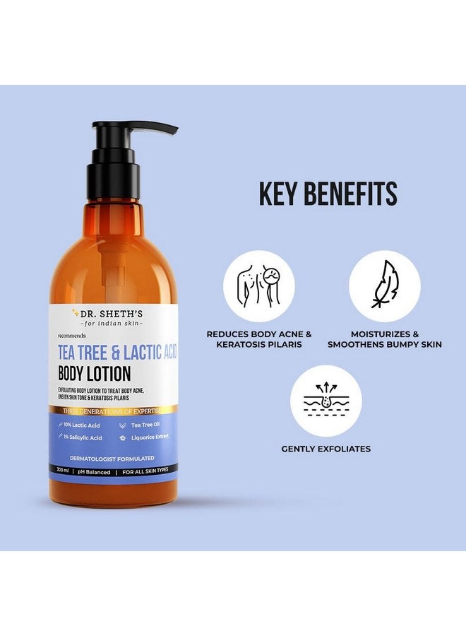 Dr. Sheth's Dr. Sheth's Tea Tree & Lactic Acid Body Lotion- 300 ml | Treats Body Acne | Moisturizes and Light Weight | Exfoliating and Non Sticky - Image 3