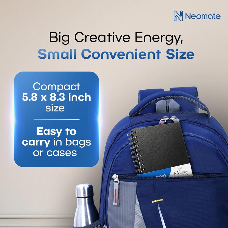 Neomate A5 Spiral Sketch Book | 160 GSM, 120 Pages / 60 Sheets | Wiro Bound Artist Drawing Pad for Sketching, Shading, Doodling | Medium Surface for Kids, Adults, School & Office Use - Image 5