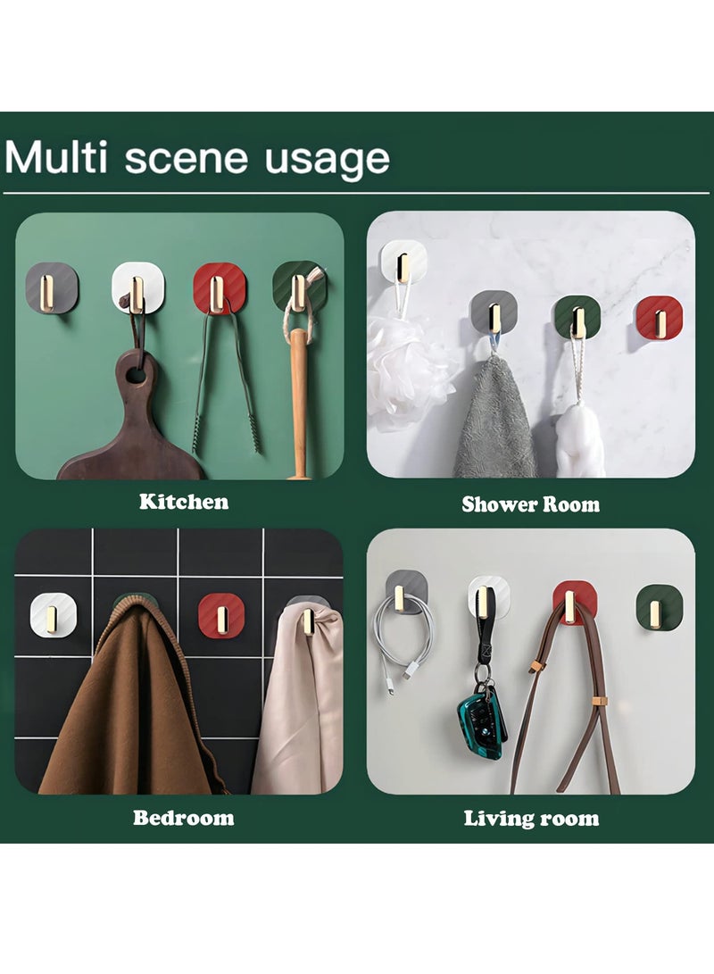 4Pcs Adhesive Hooks, No Punching Super Strong Viscose Towel Coat Kitchenware Practical Hooks for Bedroom Kitchen Toilet Bathroom Office Home Storage Mixed Colors - Image 3