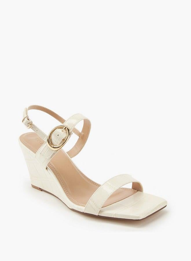 سيليست صنادل نسائية بكعب إسفين وكعب صلب بإبزيم - Image 1