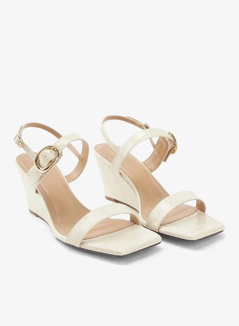 سيليست صنادل نسائية بكعب إسفين وكعب صلب بإبزيم