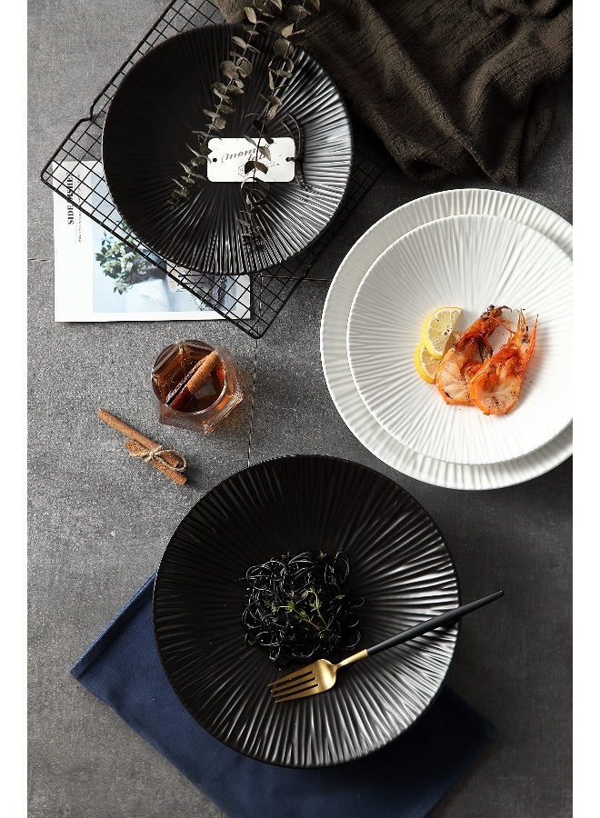 Jusalpha Set of 4- Japanese Style Porcelain Dinner Plates, Versatile Circular Serving Plates for Breakfast, Salad, Steak Dinner, PL018 (Set of 4) (10.3 Inches, White) - Image 4