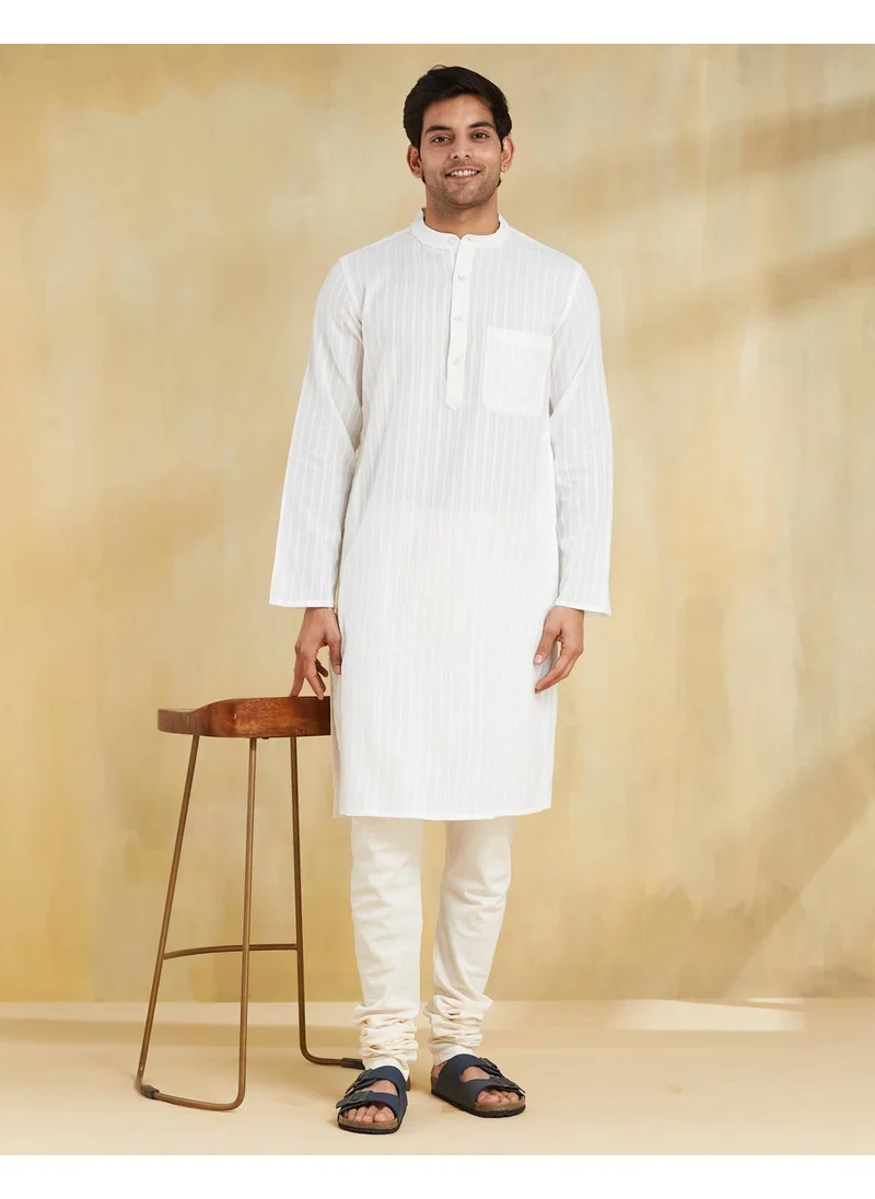 Fabindia White Cotton Long Kurta