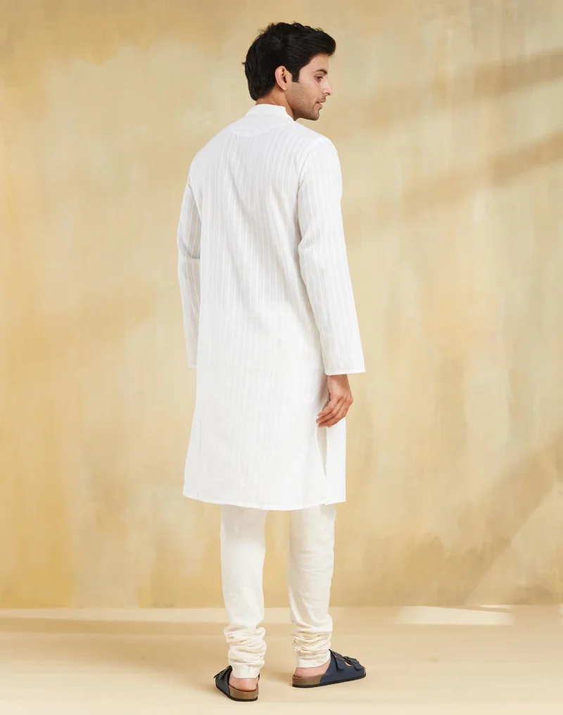 Fabindia White Cotton Long Kurta