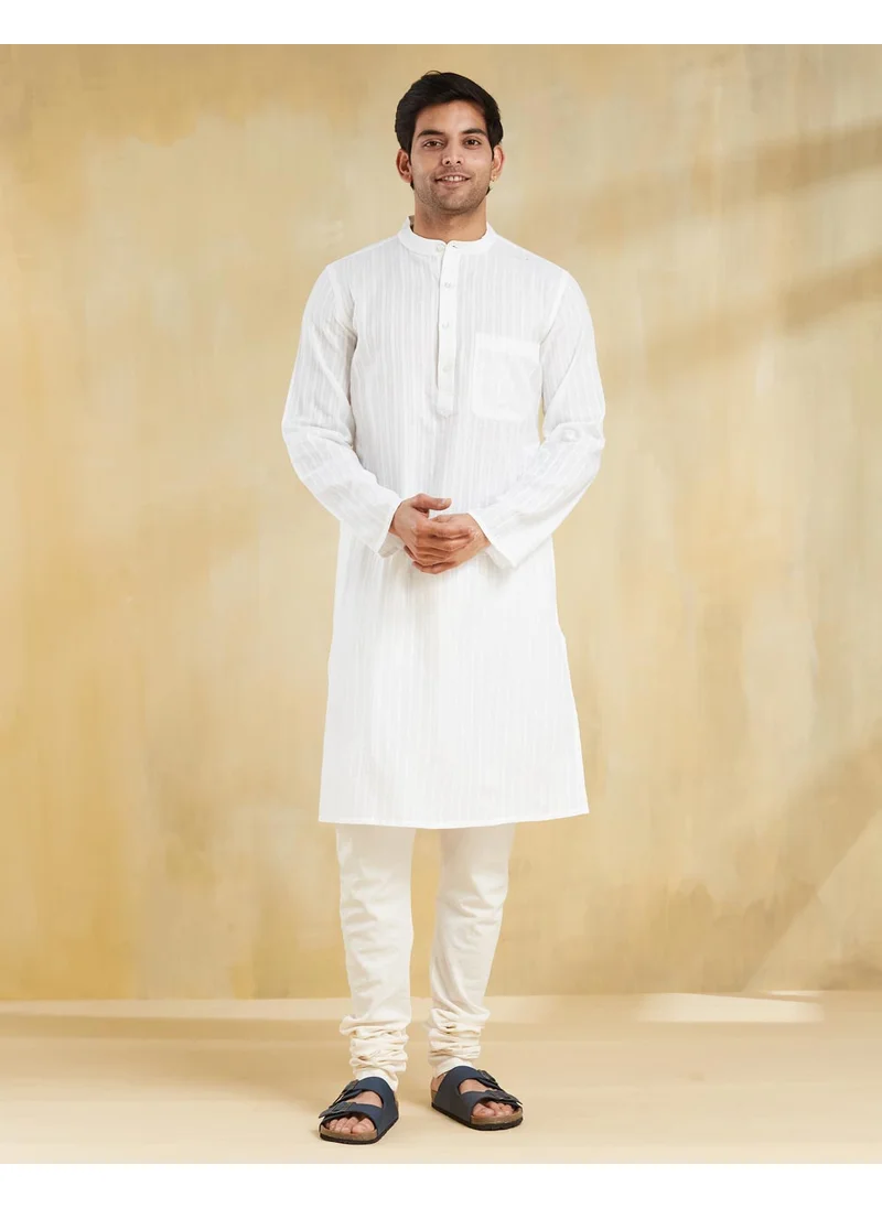 Fabindia White Cotton Long Kurta