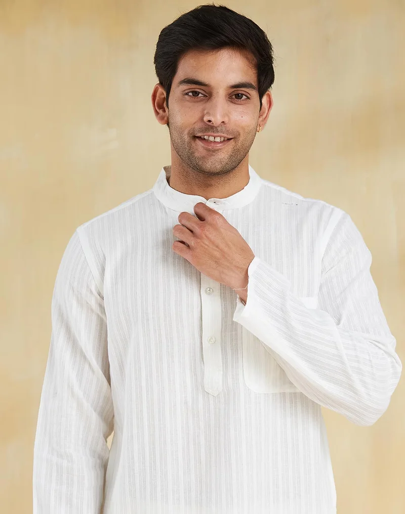 Fabindia White Cotton Long Kurta