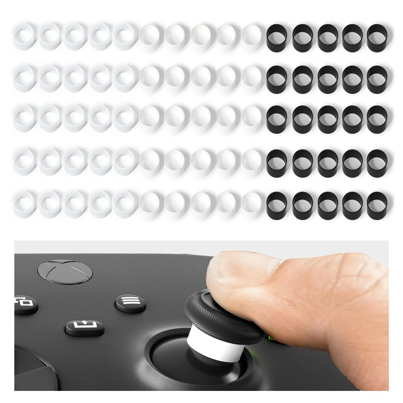 ELETIUO Silicone Joystick Protectors,Invisible Elastic Protective Guard Compatible with Steam Deck/Xbox/PS4/PS5/Switch Pro Game Controller Accessories, 60 Pcs Transparent+Black+White - Image 1