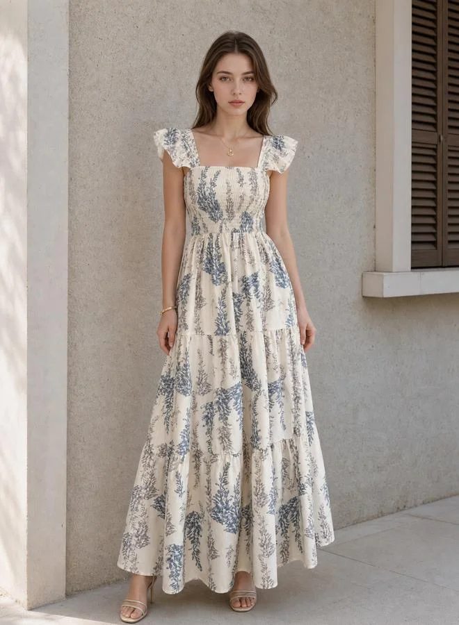 Styli Floral Sleeveless Tiered Maxi Dress