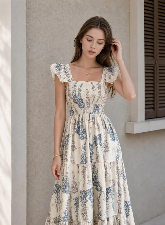 Styli Floral Sleeveless Tiered Maxi Dress