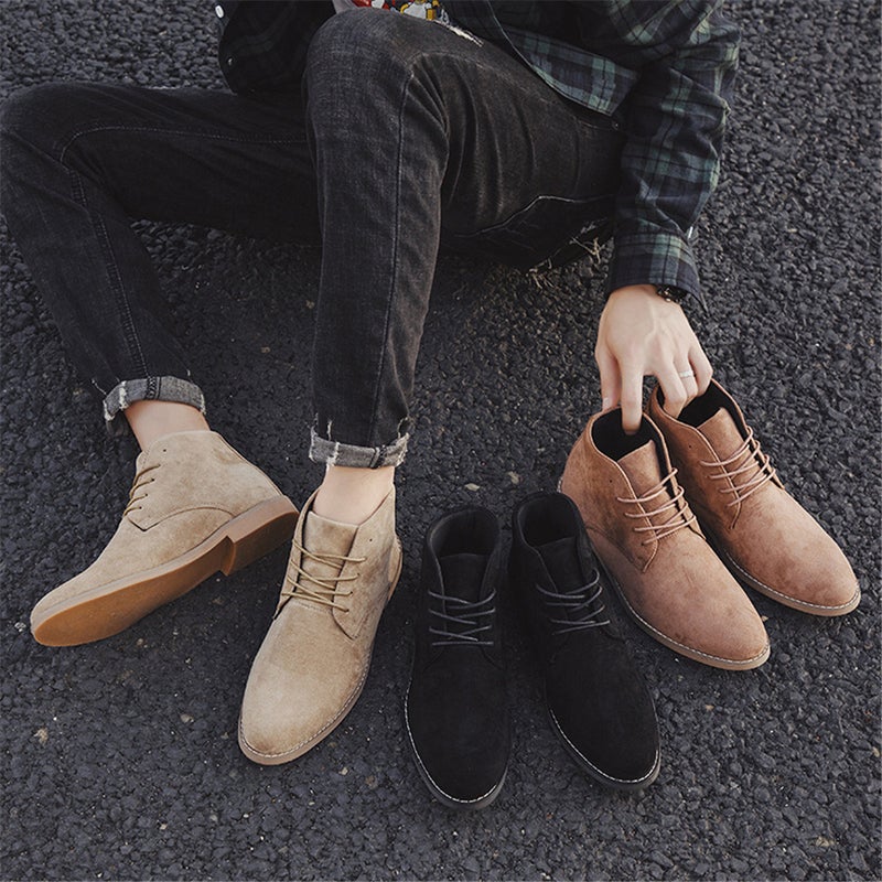 Trendy And Versatile Martin Boots For Men, Fashionable Classic Leather Shoes, Men'S High-Top Casual Shoes, Men'S Small Leather Shoes - Image 5