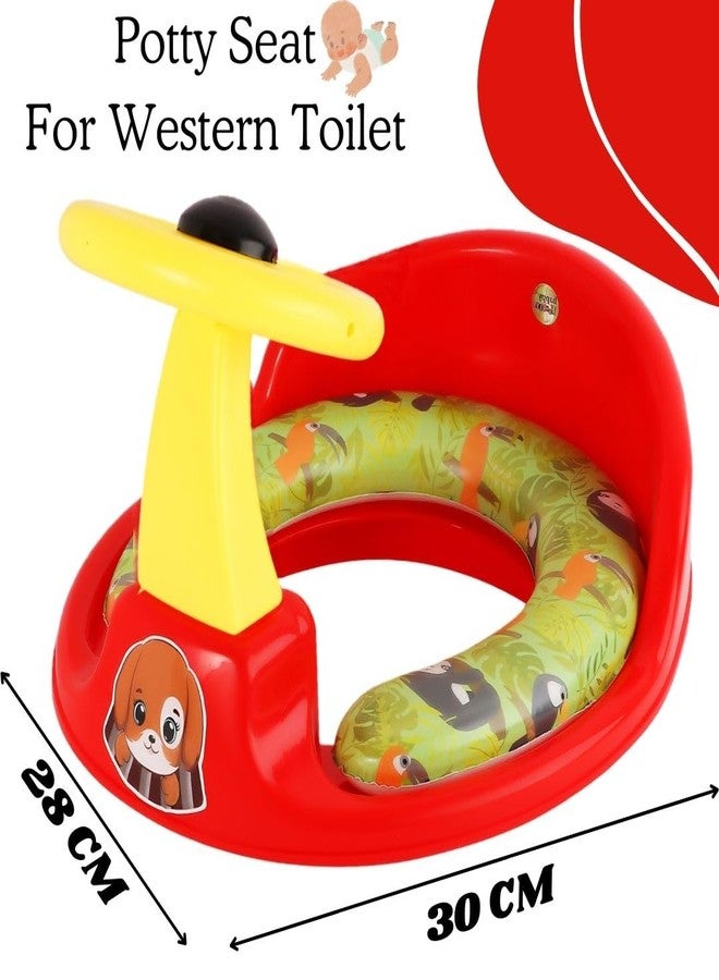 Zerya Ferrari Soft Kids Toilet Trainer Baby Potty Seat With Ferrari Handle And Back Support Toilet Seat For Girls & Boys (Red) - Image 5
