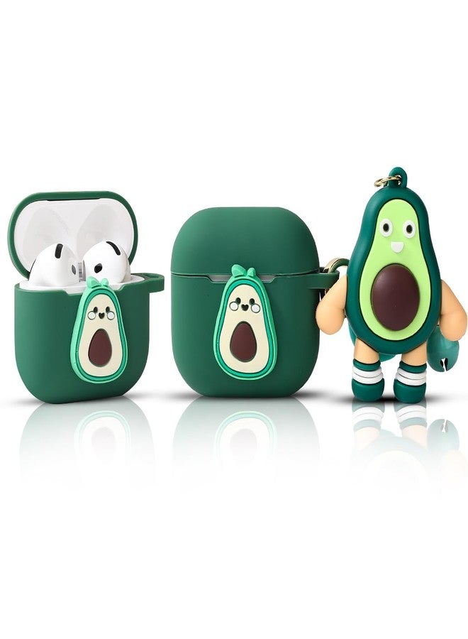 LEWOTE Compatible with Apple Airpods 4 Case Protective Funny Cute Cartoon Cover with Doll Keychain (Avocado)