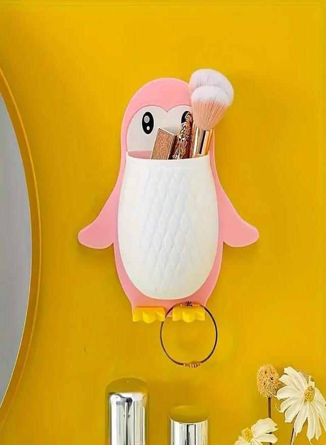 WECROO Penguin Wall Mounted Storage Rack, Multifunctional Wall Hanging for Makeup Tools, Pens, Kitchen Chopsticks, Bathroom, Living Room Remote Control Storage (1PC'S) (Random Color) - Image 4