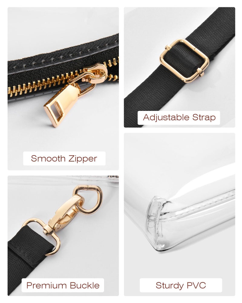 BS-VOG Clear Purse for Women Stadium Approved, Clear Bag for Stadium Events with Zipper, Crossbody Bag for Concerts Sports - Image 4