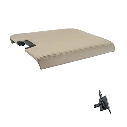 NHILES Center Console Lid Kit with Latch Compatible with 20072013 Chevy TahoeAvalanche 20082014 SilveradoGMC YukonXLSierra 150025003500 Center Console Cover Replace 20864151Tan