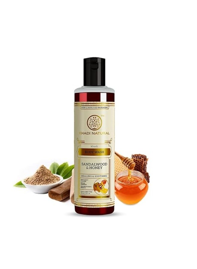 كادي نيتشورال غسول الجسم خادي بخشب الصندل الطبيعي والعسل | جل استحمام لطيف لبشرة صحية | غسول للجسم لتهدئة حروق الشمس | لبشرة ناعمة | مناسب لجميع أنواع البشرة | ٢١٠ مل - Image 1