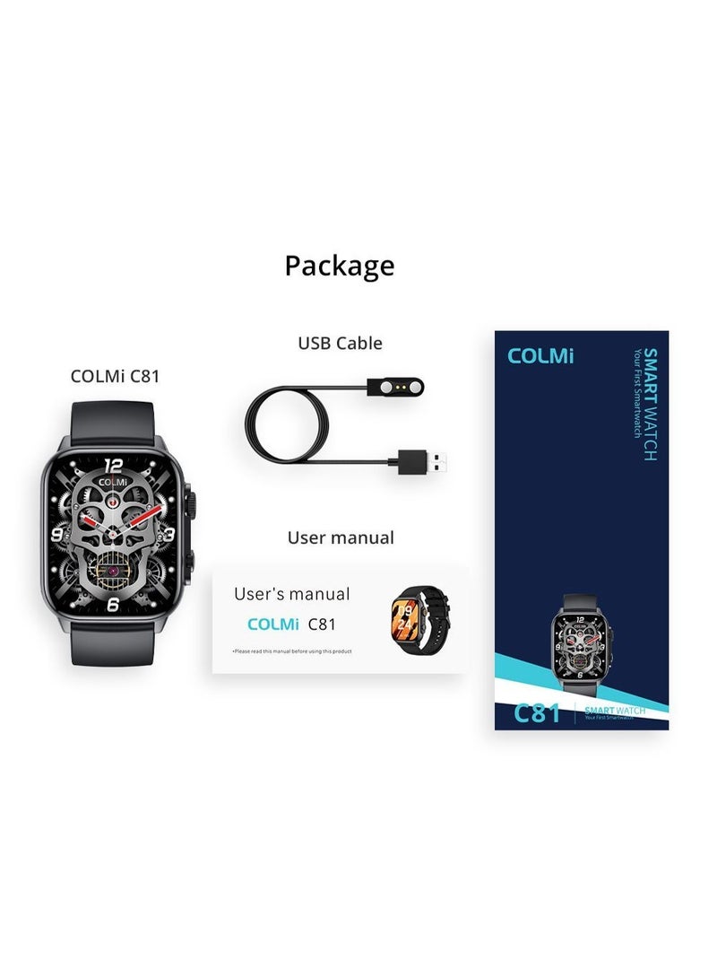 COLMI C81 Smart Watch - Fitness Heart Rate Monitor, Step Counter, IP68 Water Resistance, Voice Call, Music Playback, Full Screen Smart Watch - Image 2