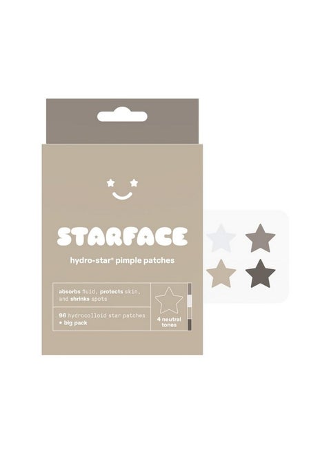 Starface Earth Star Big Pack Hydrocolloid Pimple Patches Absorb Fluid And Reduce Redness Cute Star Shape And 4 Neutral Colors (96 Count)