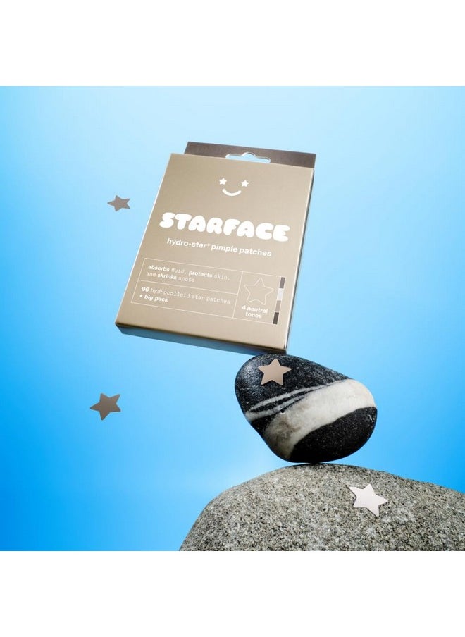 Starface Earth Star Big Pack Hydrocolloid Pimple Patches Absorb Fluid And Reduce Redness Cute Star Shape And 4 Neutral Colors (96 Count)