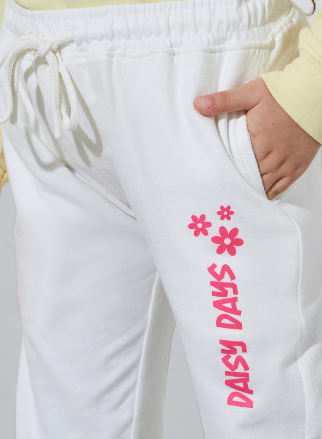 Styli Girls Off White Printed Straight Leg Joggers - Image 4