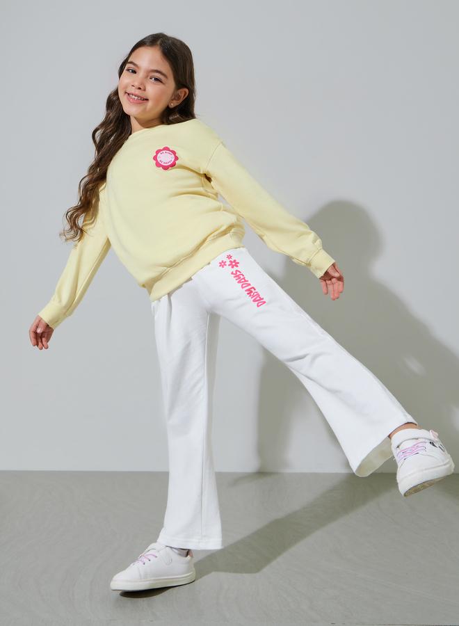 Styli Girls Off White Printed Straight Leg Joggers - Image 2