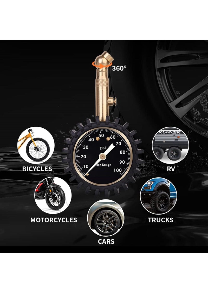 Professional Glow in The Dark Tire Pressure Gauge, ANSI Certified Heavy Duty Air Pressure Gauge 0-100 PSI for Cars, Trucks, RVs, Bicycles, and Motorcycles - Image 5