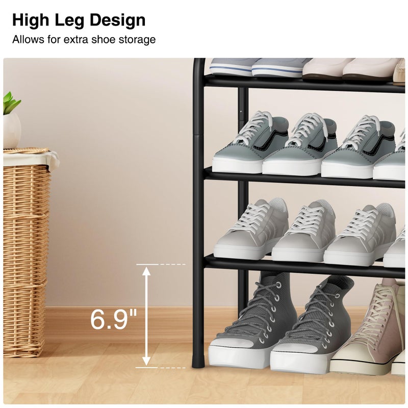 STO STO Expandable Shoe Rack, 3-Tier Metal Small Shoe Rack for Closet, Up to 16 Pairs Adjustable Shoes Racks Storage for Front Door Entrance, Free Standing Shoes Rack Organizer for Entryway, Black - Image 5