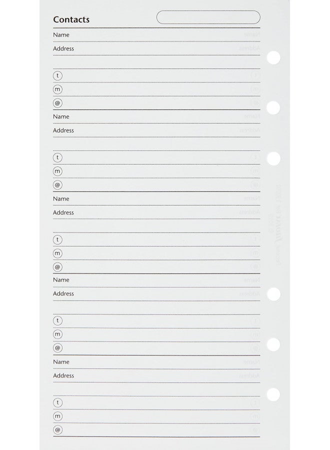 إعادة تعبئة FILOFAX للاسم/العنوان/الهاتف للحجم الشخصي والحجم الشخصي المدمج، 20 ورقة، أبيض (B130201)